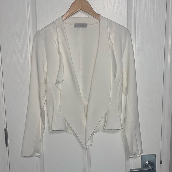 Lola & Sophie NYC Anthropologie Dobby Jacket Eggshell OffWhite Sleek Minimalist - Picture 6 of 8